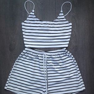 Striped set with crop top and shorts